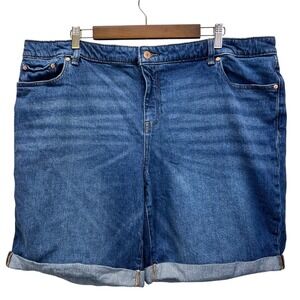 Talbots Girlfriend Denim Shorts Women 20W Blue Med Wash Cuffed Stretch High Rise